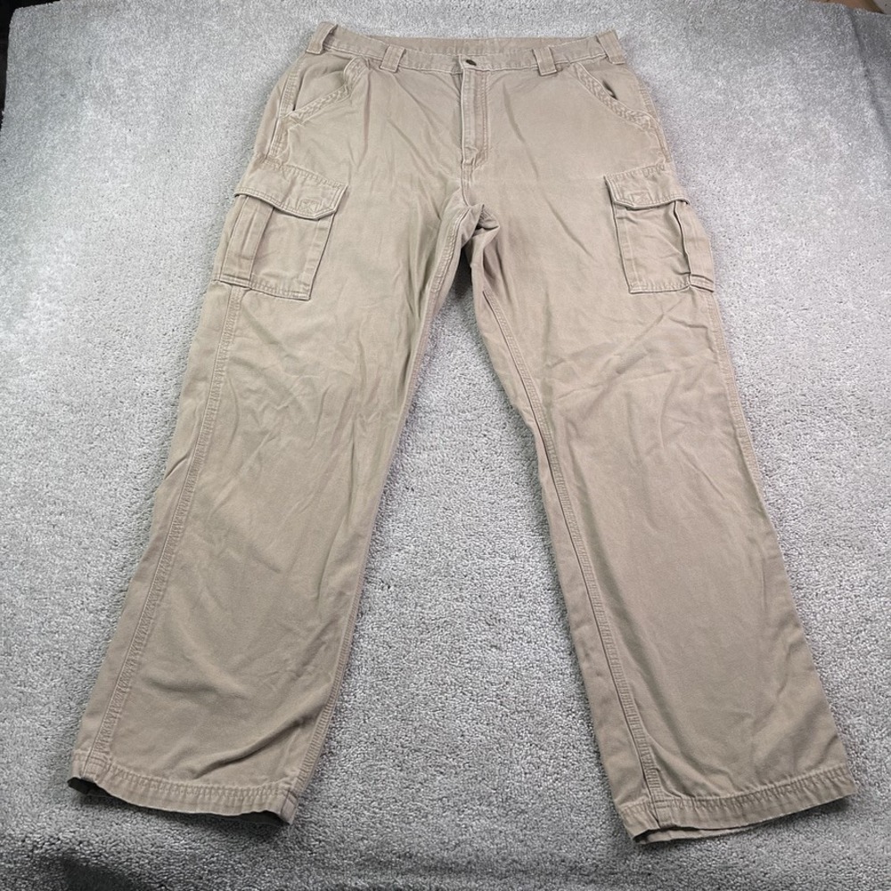 Vintage‎ Carhartt Pants Mens 38x34 Tan Duck Canvas Cargo Carpenter Workwear B182
